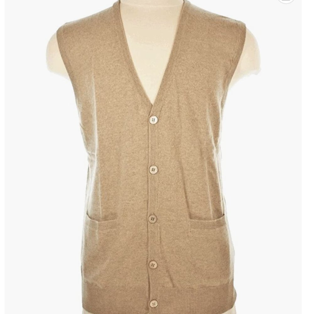 Shephe Beige Cashmere Cardigan Button Vest Size: L
